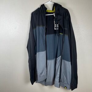 Adidas Mens FS Jacket Climalite Colorblock Hooded Track‎ Jacket Black Grey 3XT